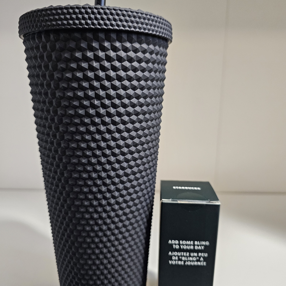 NEW Starbucks Matte Black Studded Tumbler w/Keychain Set - Picture 5 of 5
